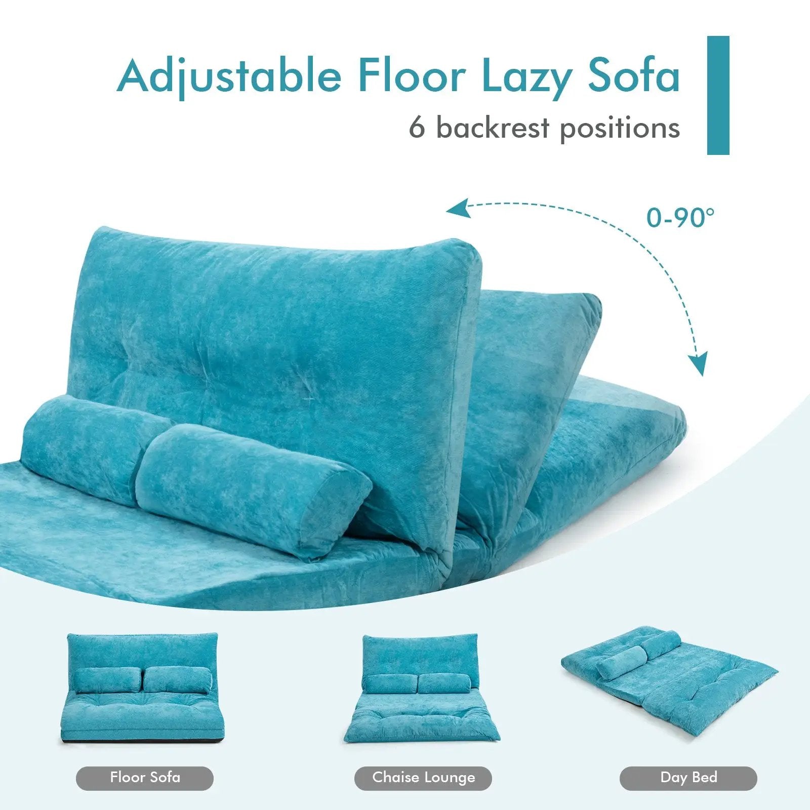 6-Position Adjustable Sleeper Lounge Couch with 2 Pillows by DirectDeals