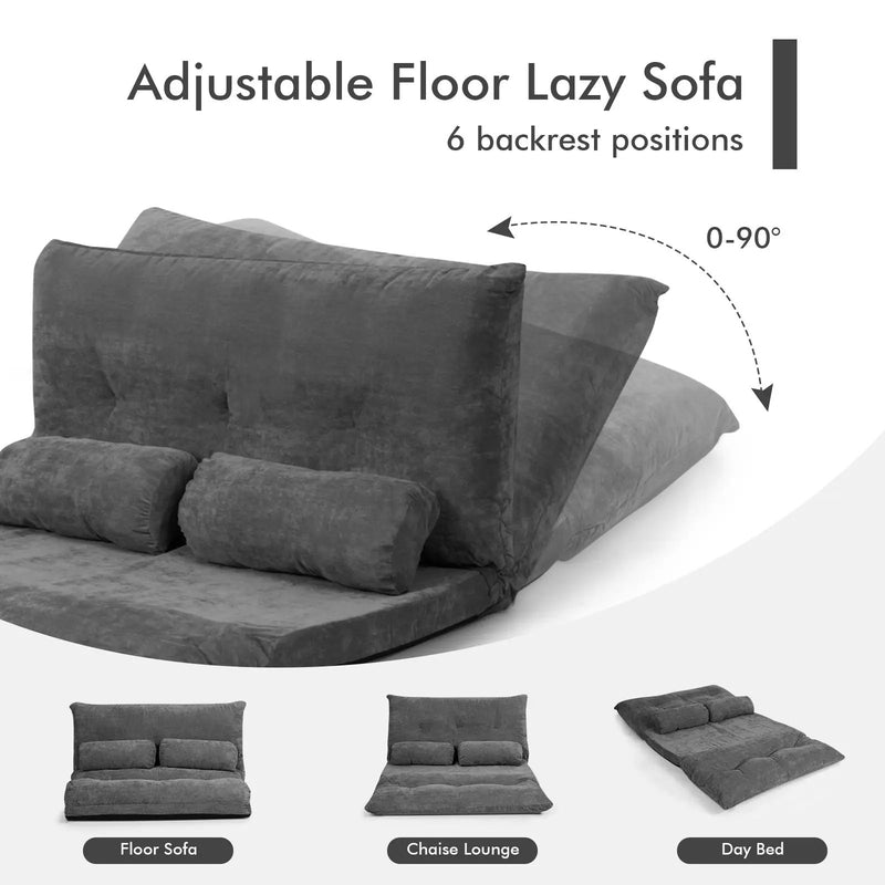 6-Position Adjustable Sleeper Lounge Couch with 2 Pillows by DirectDeals