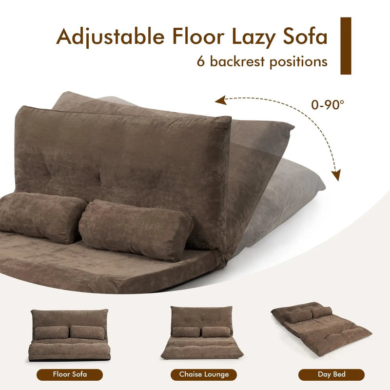 6-Position Adjustable Sleeper Lounge Couch with 2 Pillows by DirectDeals