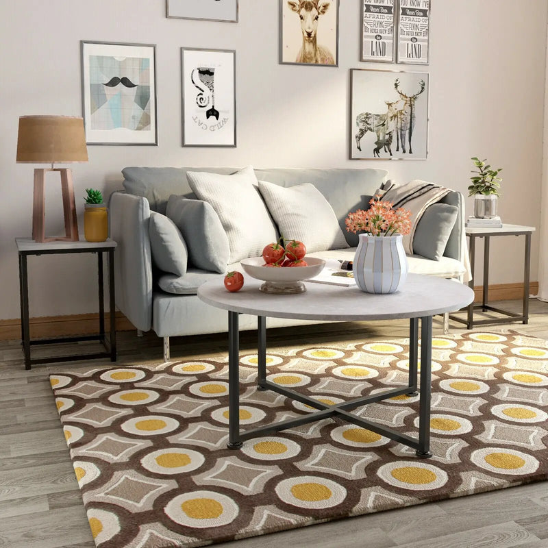 3-Piece Modern Faux Marble Coffee Table Set for Living Room by DirectDeals
