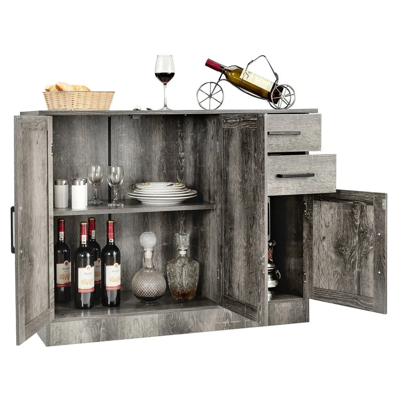 Buffet Storage Cabinet Kitchen Sideboard with 2 Drawers-Gray by DirectDeals