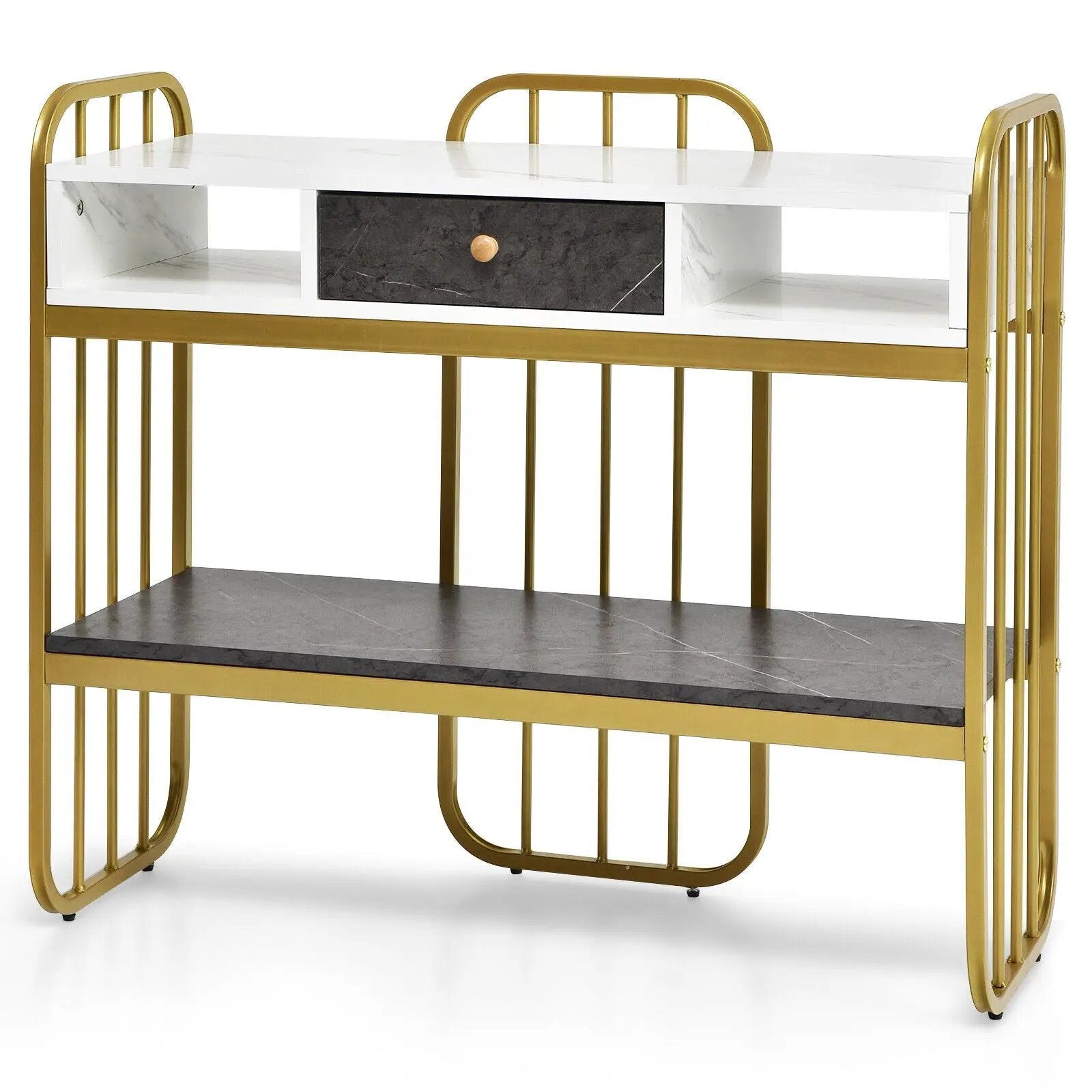 Console Table with Drawer Storage Shelf Wide Tabletop-White by DirectDeals