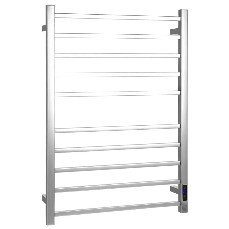 10 Bar Towel Warmer Wall Mounted Electric Heated Towel Rack with Built-in Timer-Silver by DirectDeals