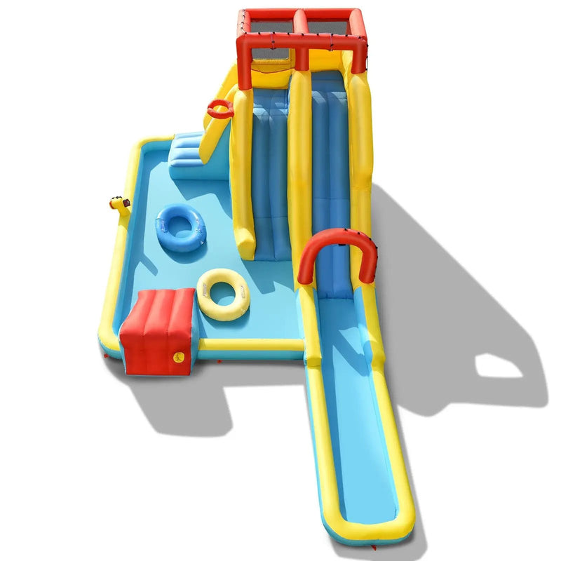 Inflatable Dual Slide Water Park Climbing Bouncer with 735W Air Blower by DirectDeals