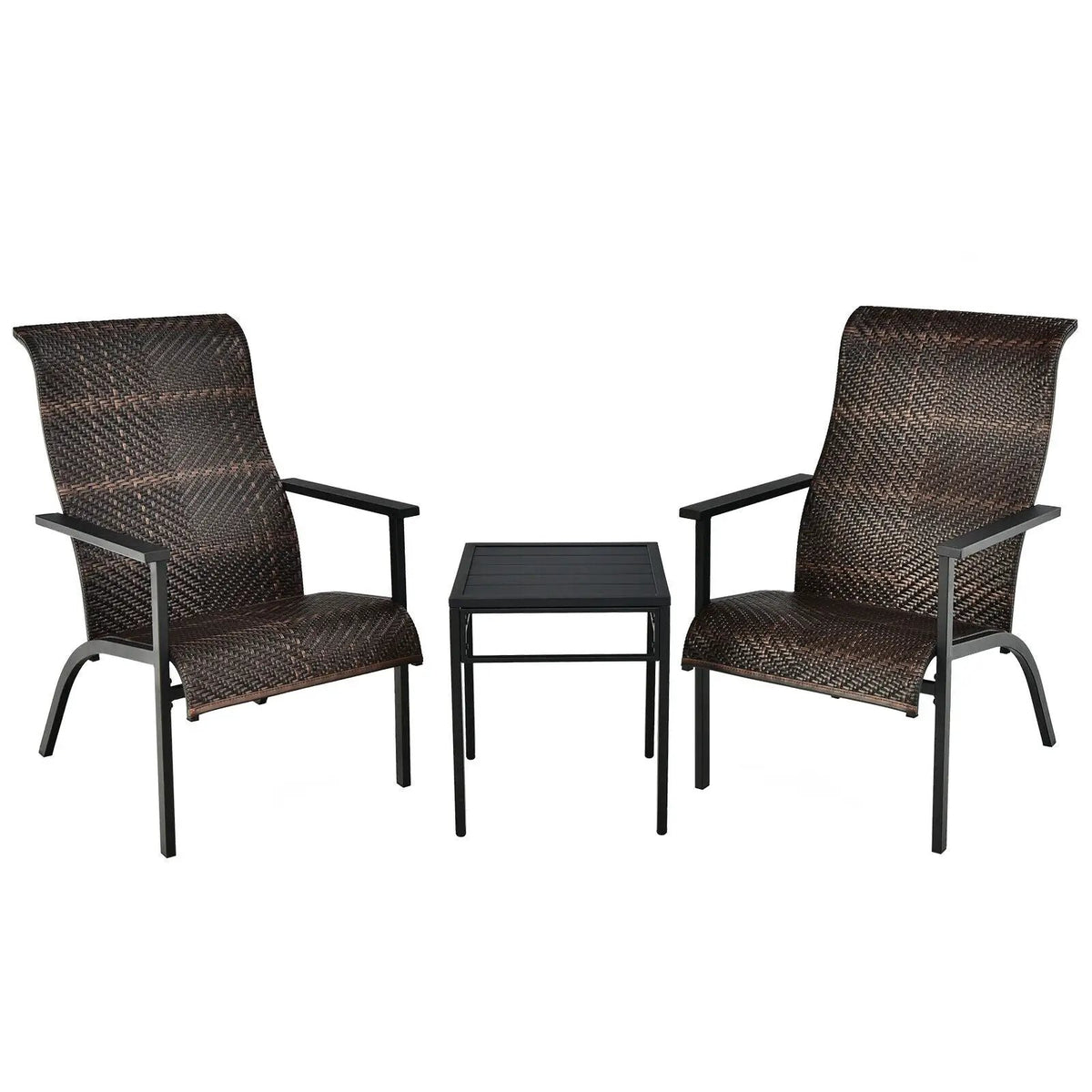 3 Pieces Patio Rattan Bistro Set with High Backrest and Armrest by DirectDeals