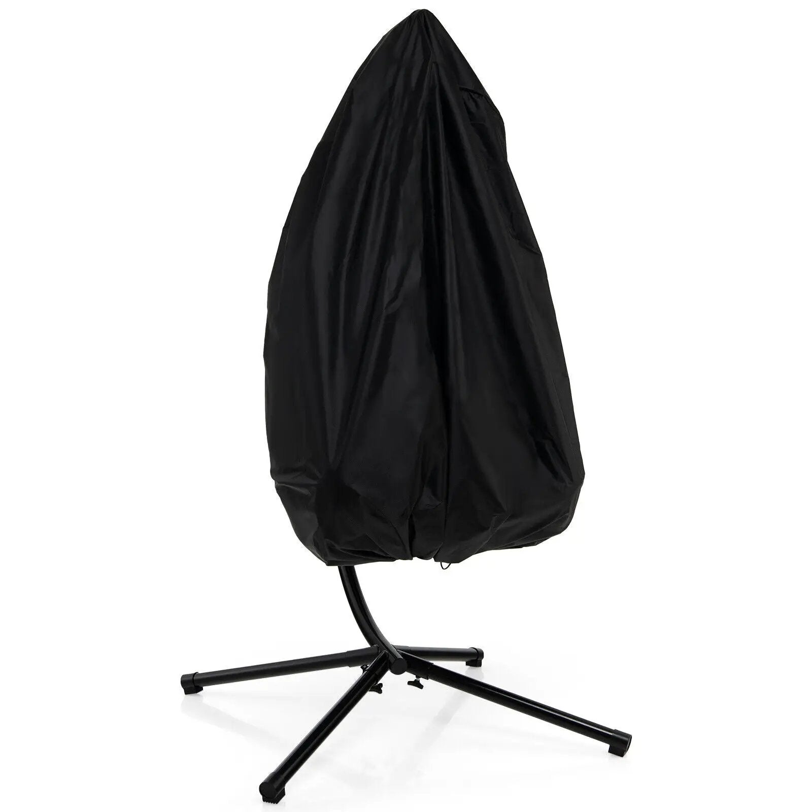 Patio Hanging Egg Chair with Stand Waterproof Cover and Folding Basket-Gray by DirectDeals