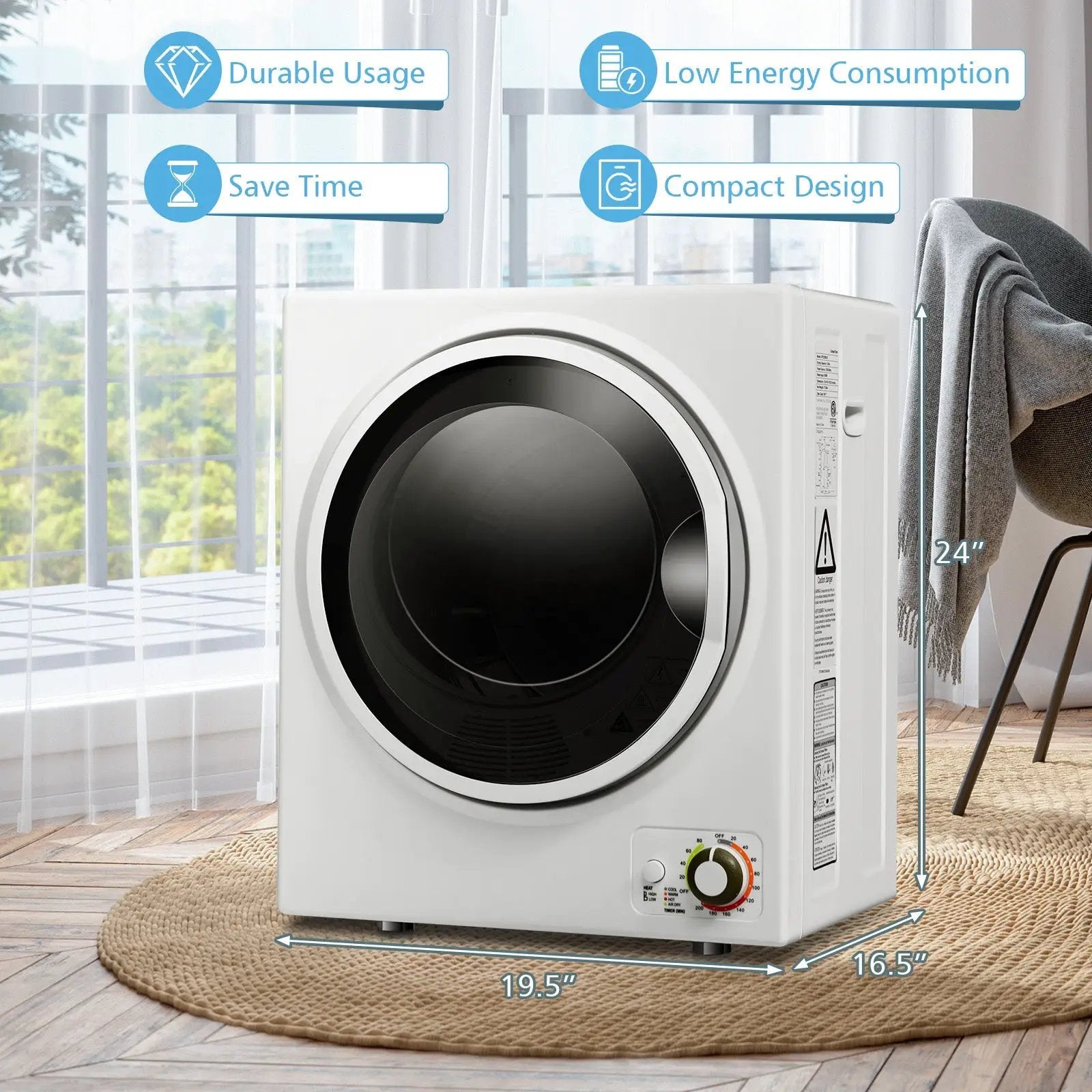 1.5 Cu .ft Clothes Dryer with with Stainless Steel Wall Mount by DirectDeals