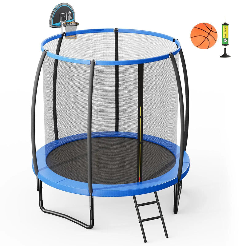 8/10 Feet Recreational Trampoline with Basketball Hoop by DirectDeals