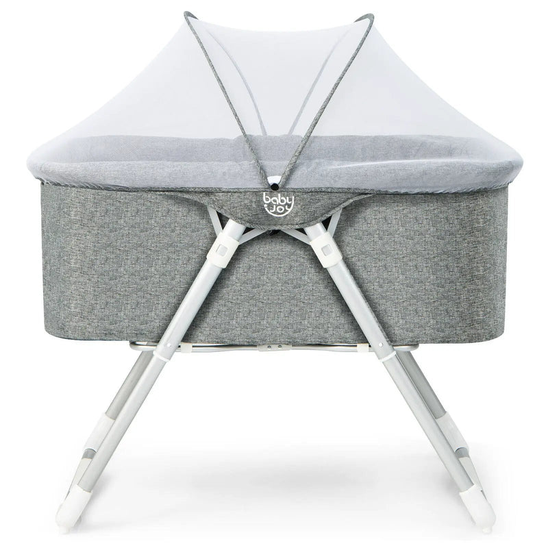 2-In-1 Baby Bassinet with Mattress and Net-Gray by DirectDeals