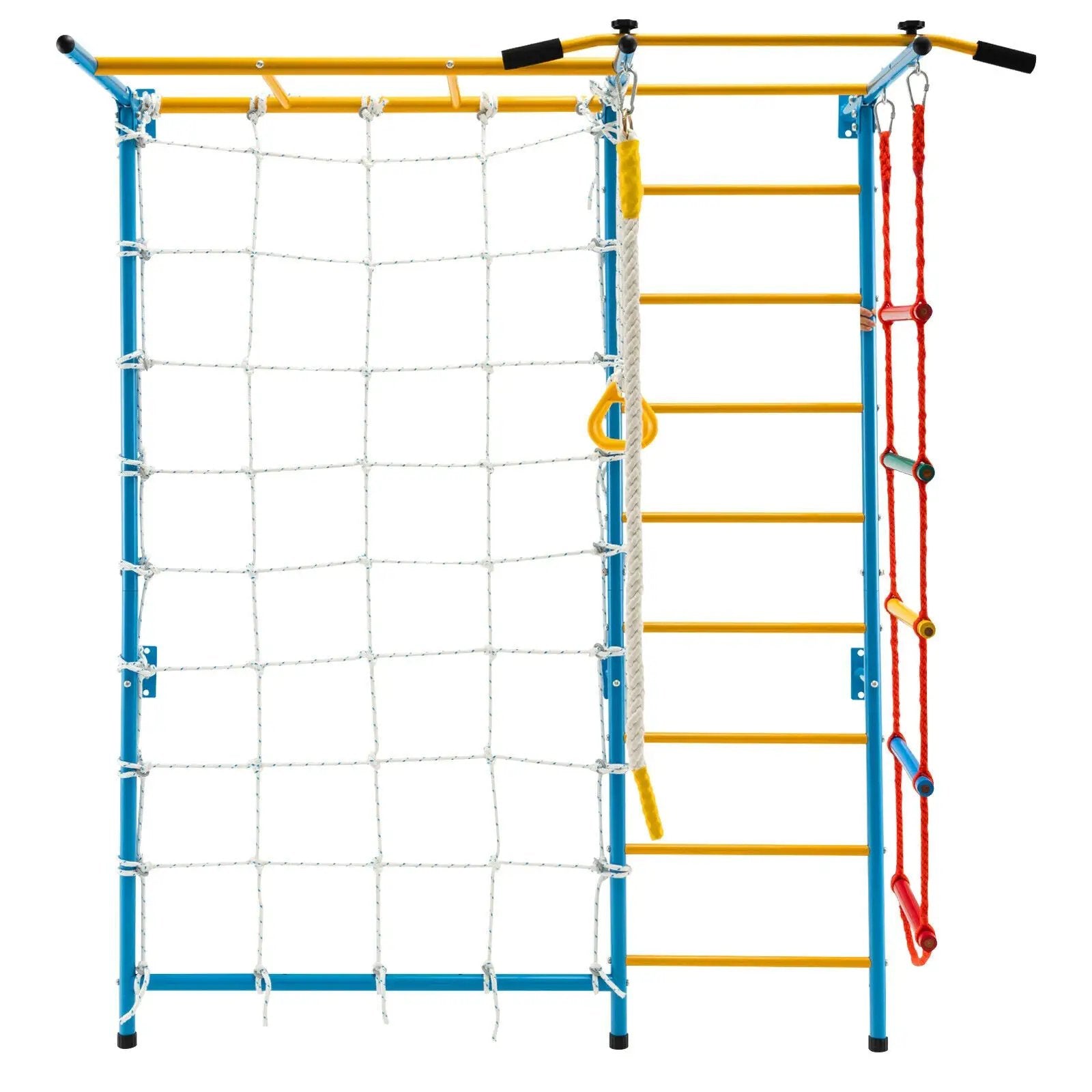 7 In 1 Kids Indoor Gym Playground Swedish Wall Ladder for Solid Wall-Yellow by DirectDeals
