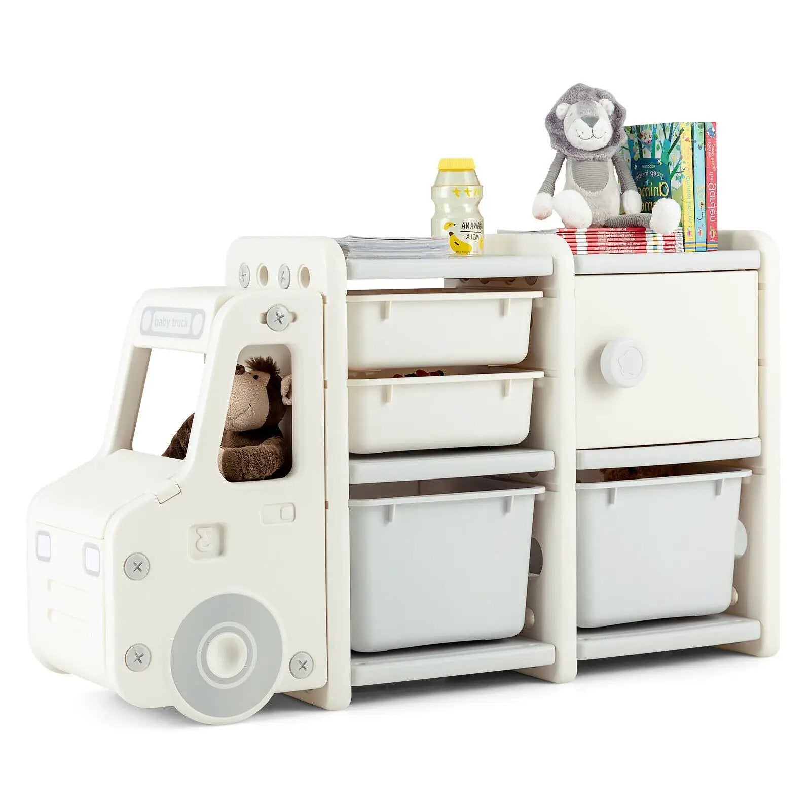 Toddler Truck Storage Organizer with Plastic Bins by DirectDeals