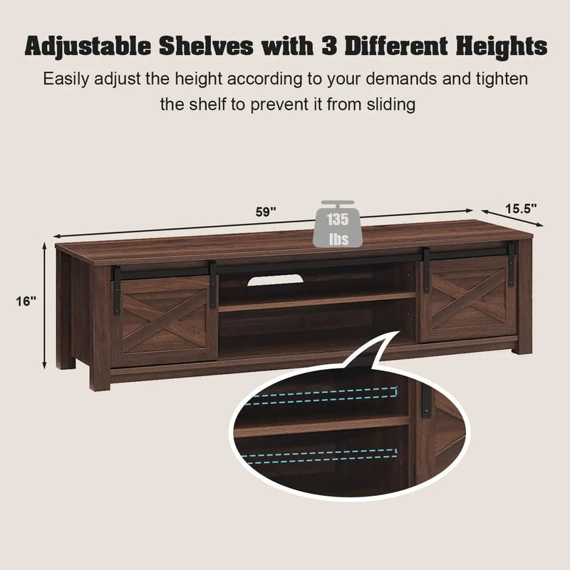 65 Inch Flat Sliding Barn Door TV Stand by DirectDeals