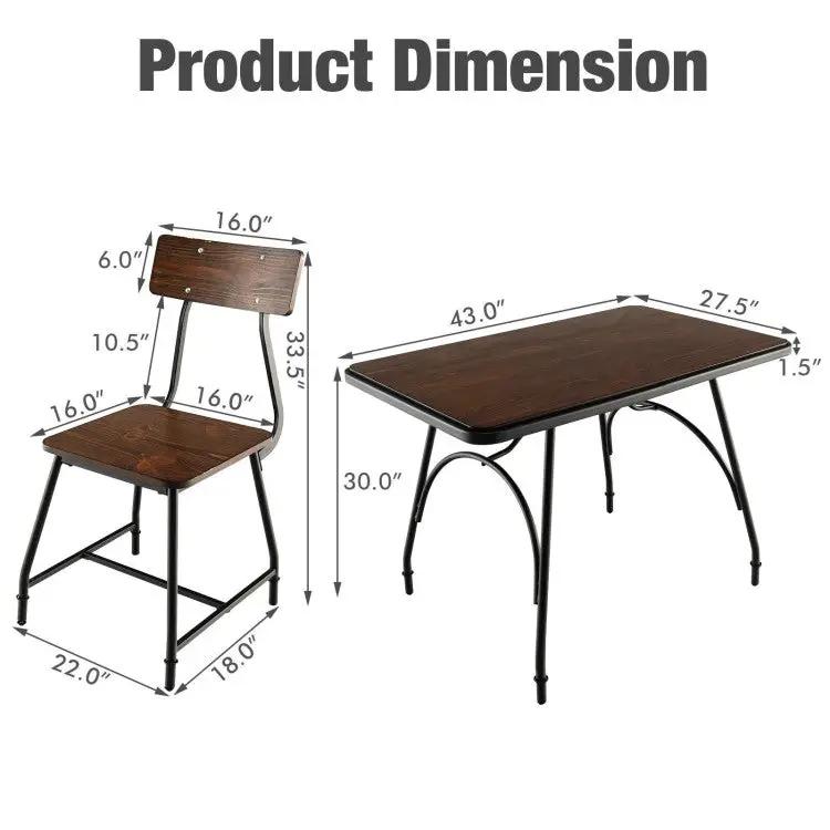 43 x 27.5 Inch Industrial Style Dining Table with Adjustable Feet-Rustic Brown by DirectDeals