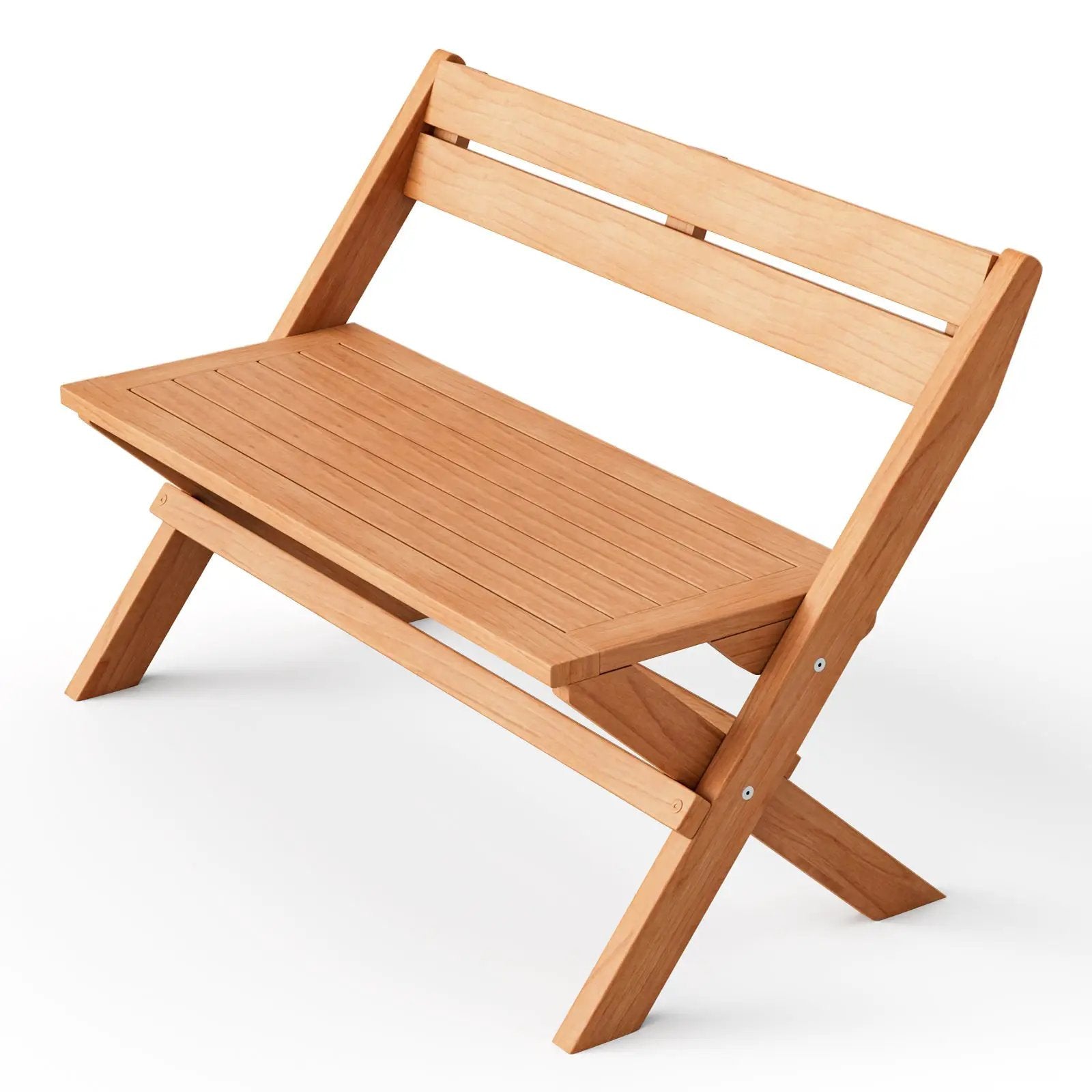 2-Person Indonesia Teak Wood Folding Outdoor Benches with Slatted Seat by DirectDeals