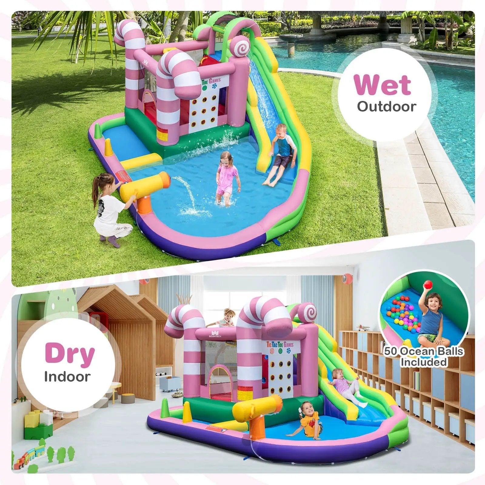 9-in-1 Inflatable Sweet Candy Water Slide Park by DirectDeals