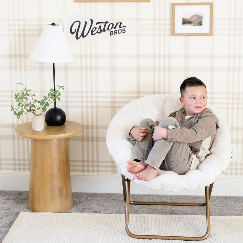 Saucer Chair Kids Chair with Faux Fur Cover by HouseOfZazla