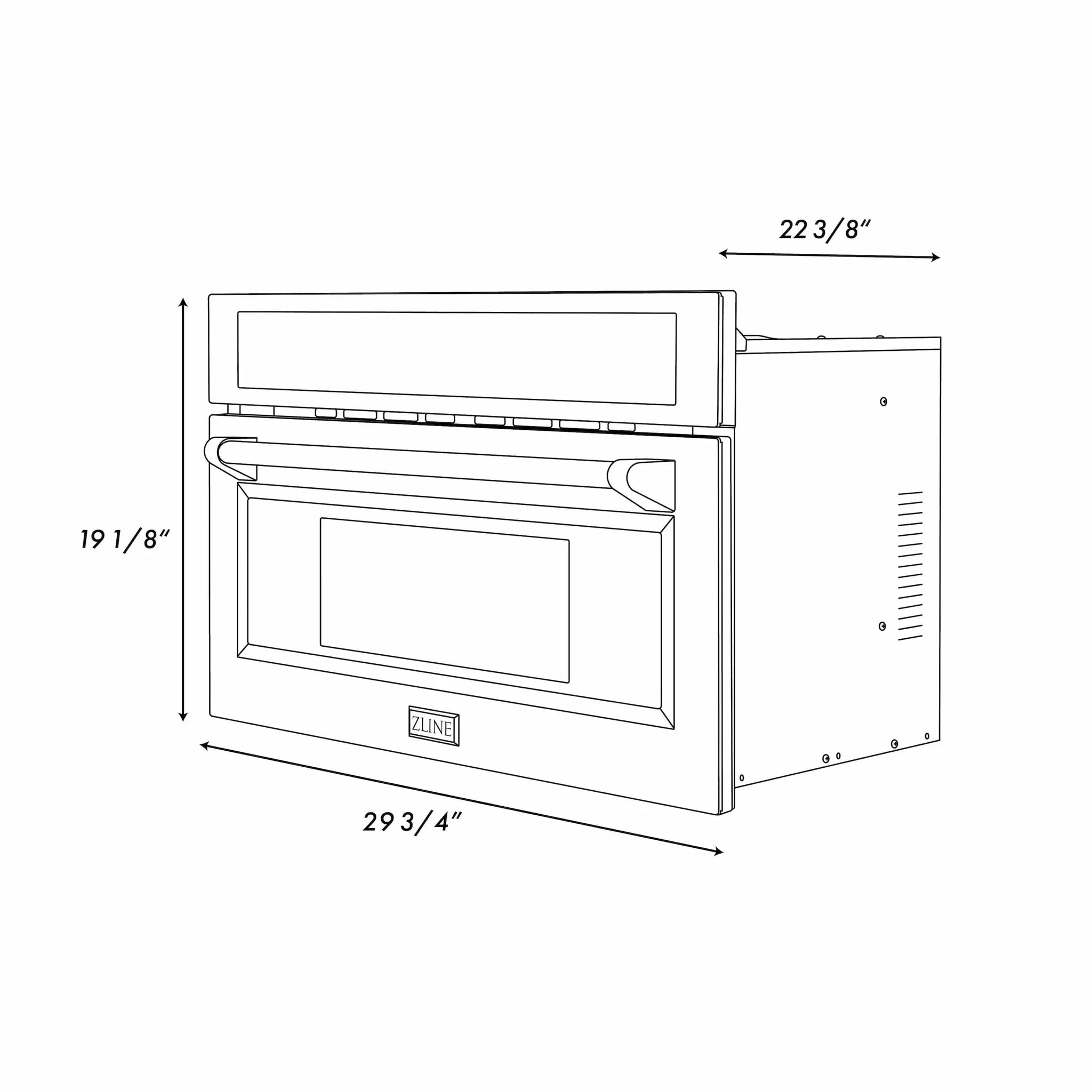 ZLINE 30” Convection Microwave, Black Stainless, Gold MWOZ-30-BS-G by Farmhouse Kitchen and Bath