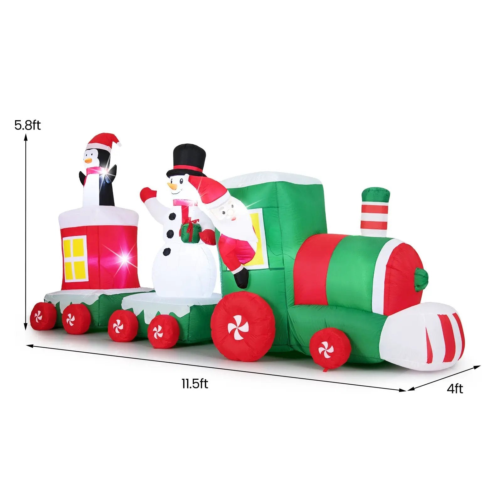 11.5 FT Christmas Inflatables Train Blow Up Santa Claus Driving Train by DirectDeals