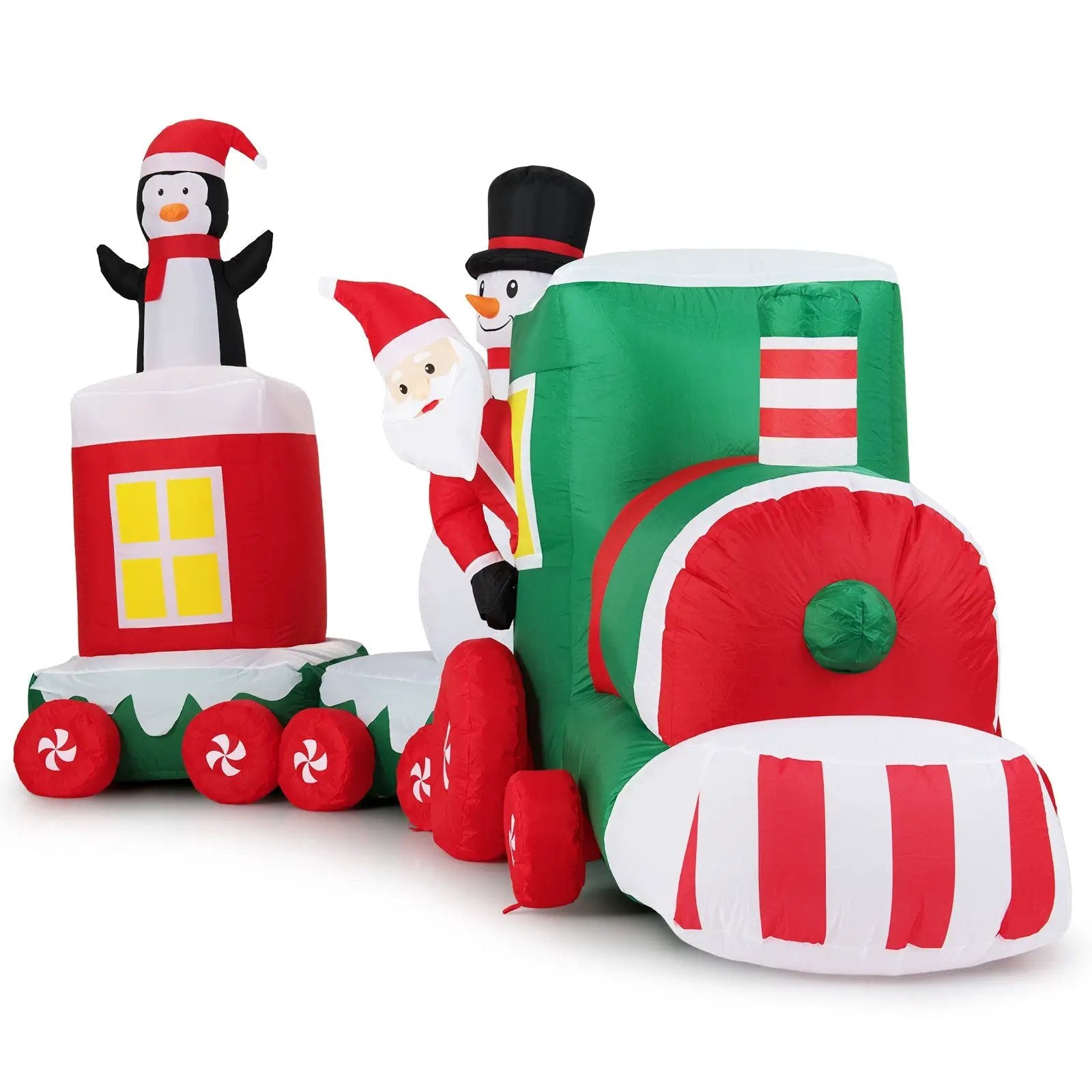 11.5 FT Christmas Inflatables Train Blow Up Santa Claus Driving Train by DirectDeals