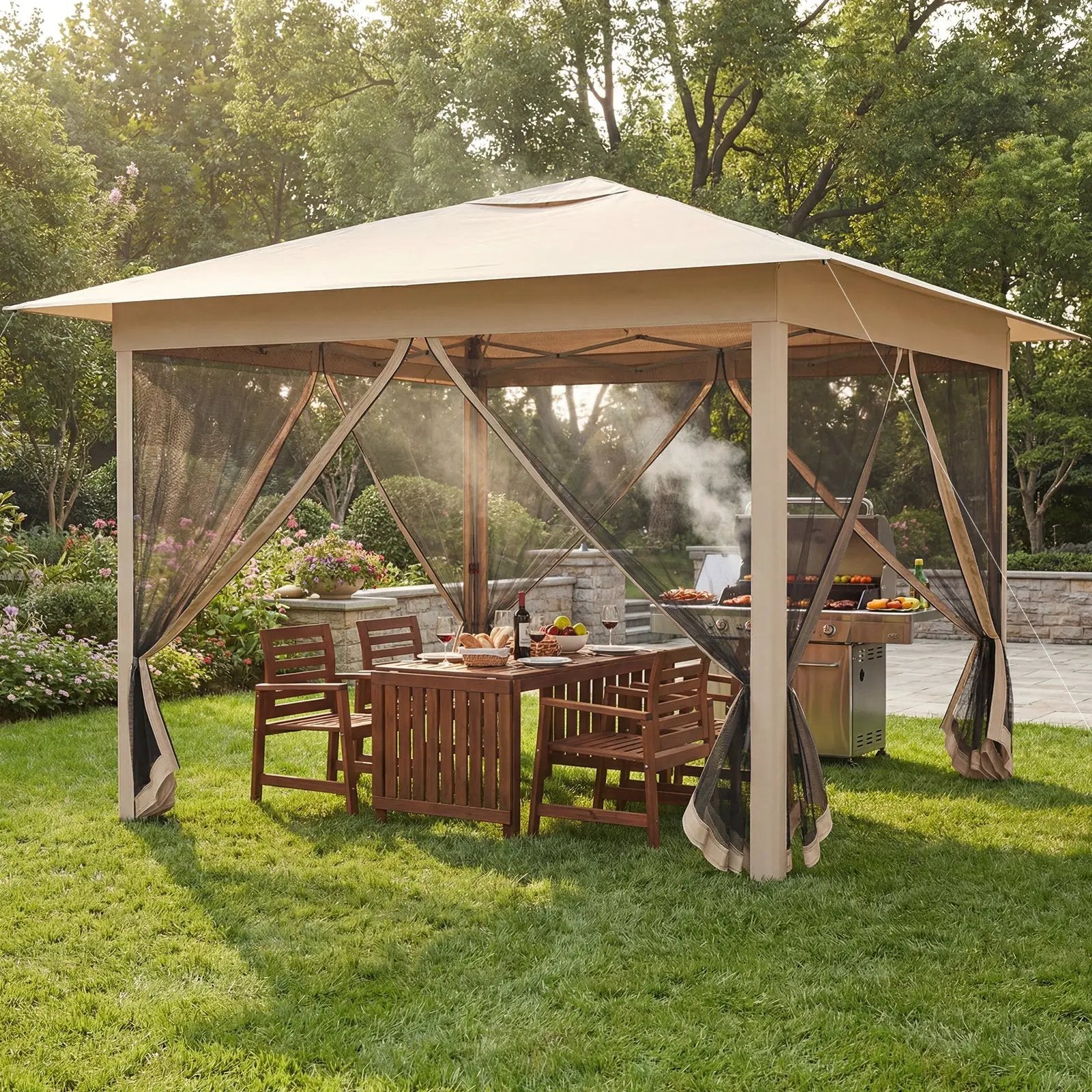 11.5 x 11.5 FT Pop-up Canopy Instant One-Person Setup with Mesh Screen Netting by DirectDeals