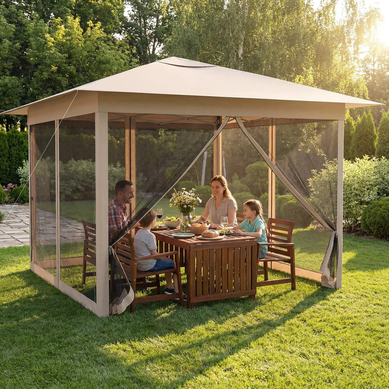 11.5 x 11.5 FT Pop-up Canopy Instant One-Person Setup with Mesh Screen Netting by DirectDeals