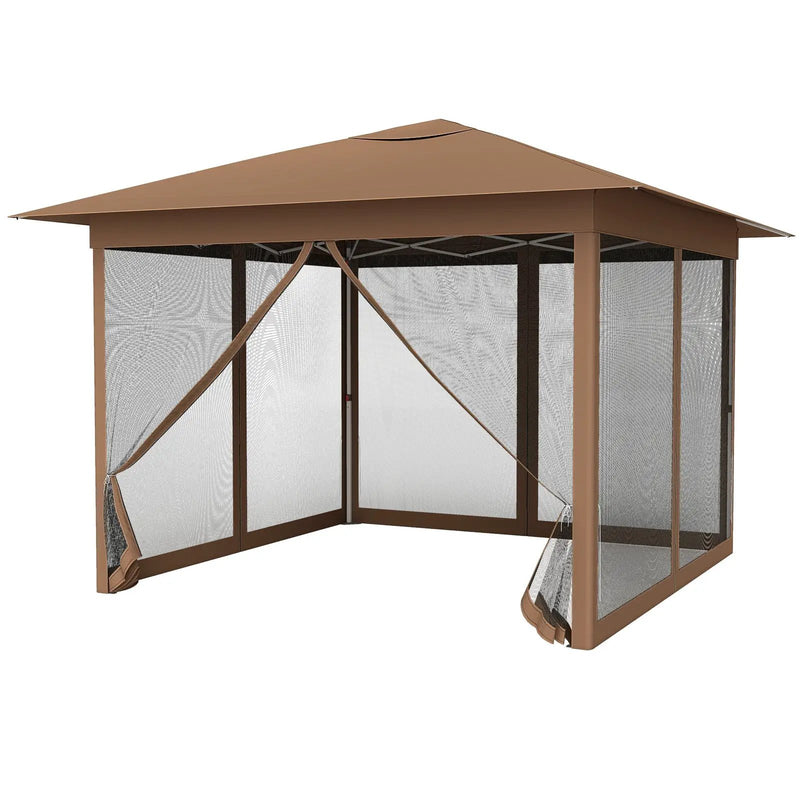 11.5 x 11.5 FT Pop-up Canopy Instant One-Person Setup with Mesh Screen Netting by DirectDeals