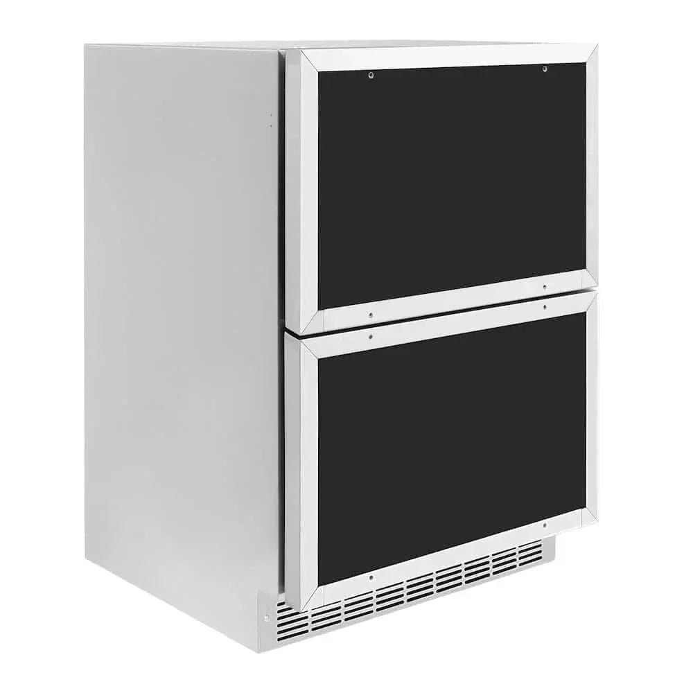 ZLINE 24" Touchstone 168 Can Outdoor-Rated Dual Refrigerator Drawer, Panel Ready Gold, RDSPOZ-24-G by Farmhouse Kitchen and Bath