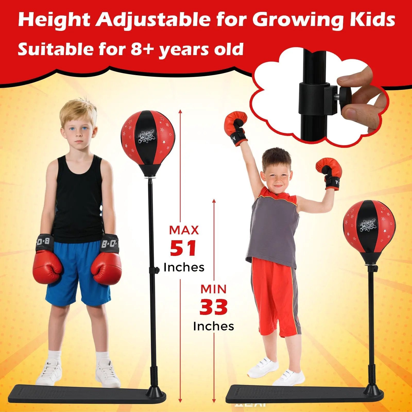 Kids Punching Bag with Adjustable Stand and Boxing Gloves by DirectDeals