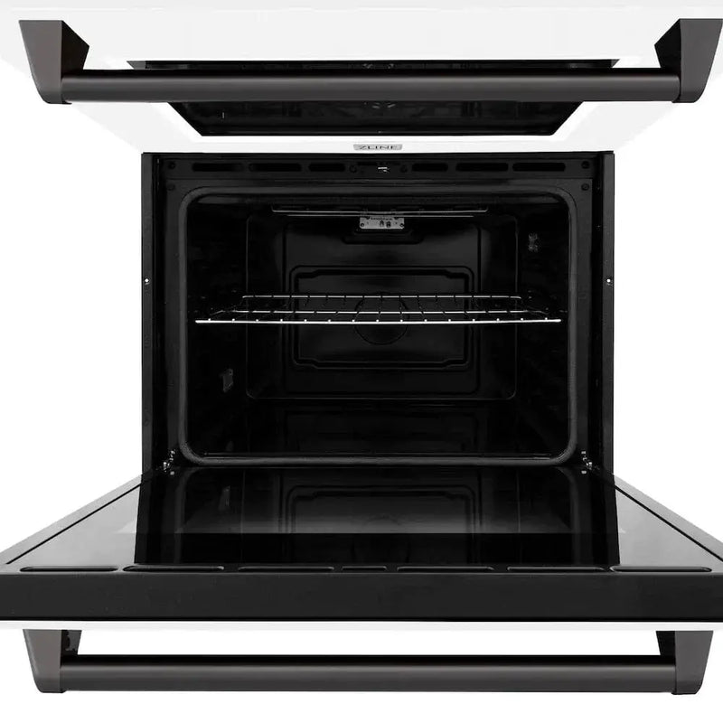 ZLINE 30"Professional True Convection Double Wall Oven, Air Fry, Self Clean, White Matte, Matte Black WADZ-WM-30-MB by Farmhouse Kitchen and Bath