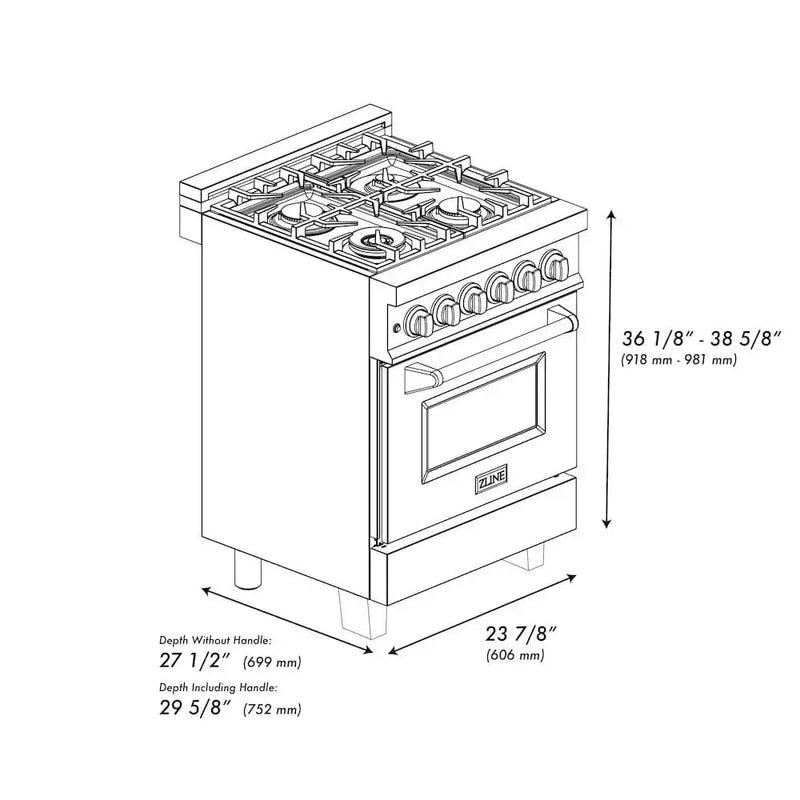 ZLINE 24" Autograph Dual Fuel Range, White Door, Bronze RAZ-WM-24-CB by Farmhouse Kitchen and Bath