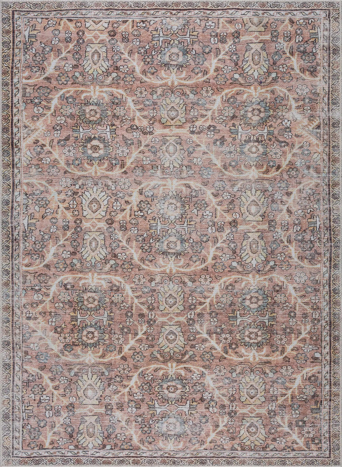 Urpi Rose & Brown Washable Area Rug by Hauteloom