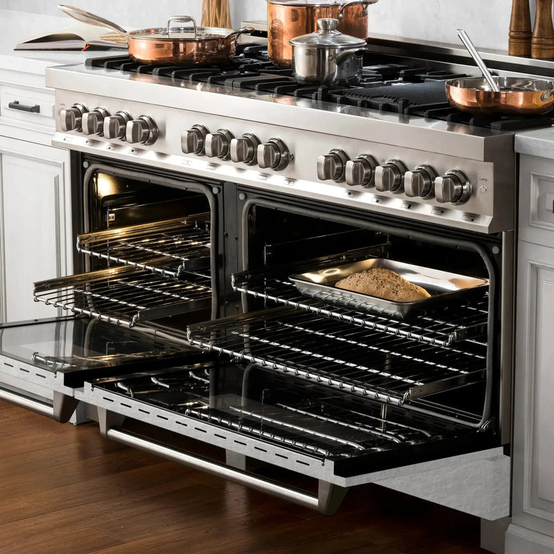 ZLINE 60" Professional Dual Fuel Range with Snow Finish Door, RA-SN-60 by Farmhouse Kitchen and Bath