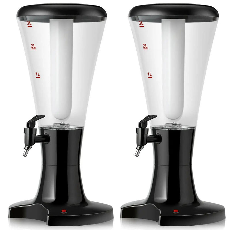 Set of 2 3L Draft Beer Tower Dispenser with LED Lights by DirectDeals