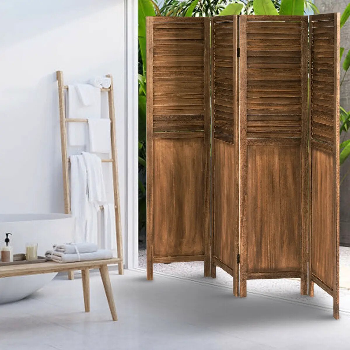 5.6 Ft Tall 4 Panel Folding Privacy Room Divider by DirectDeals