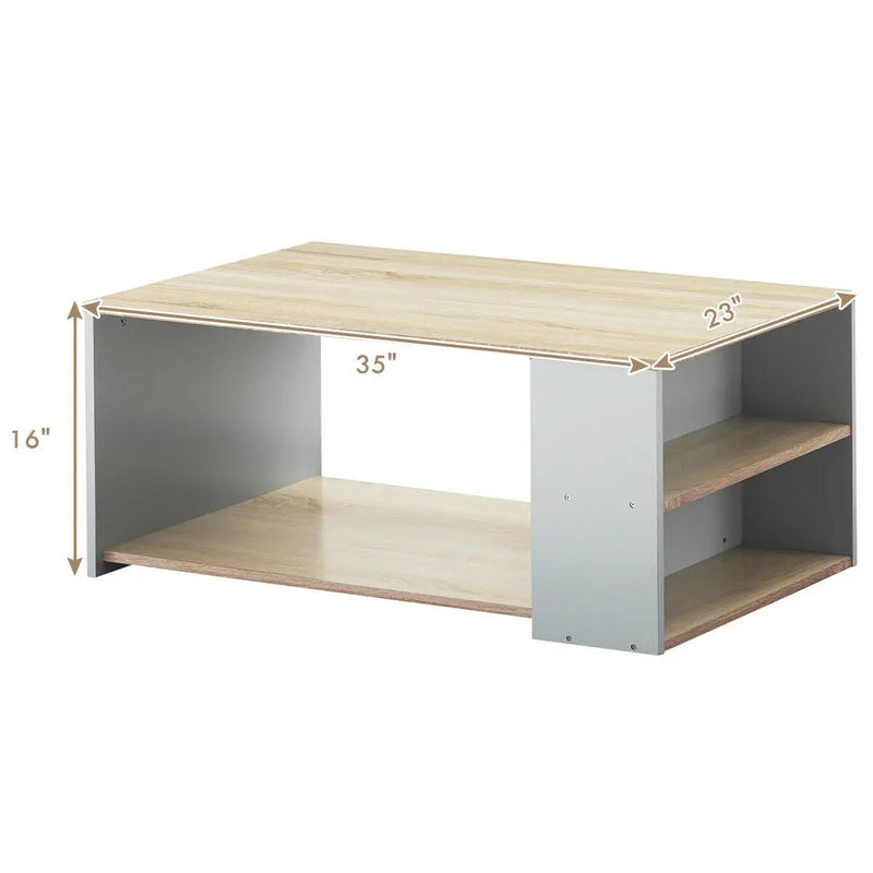 Coffee Table Sofa Side Table with Storage Shelves by DirectDeals