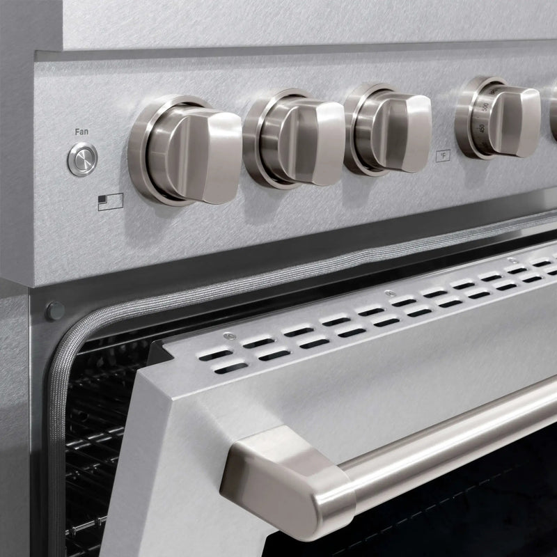 ZLINE 36"Paramount Dual Fuel Range DuraSnow® Brass Burners SDRS-BR-36 by Farmhouse Kitchen and Bath