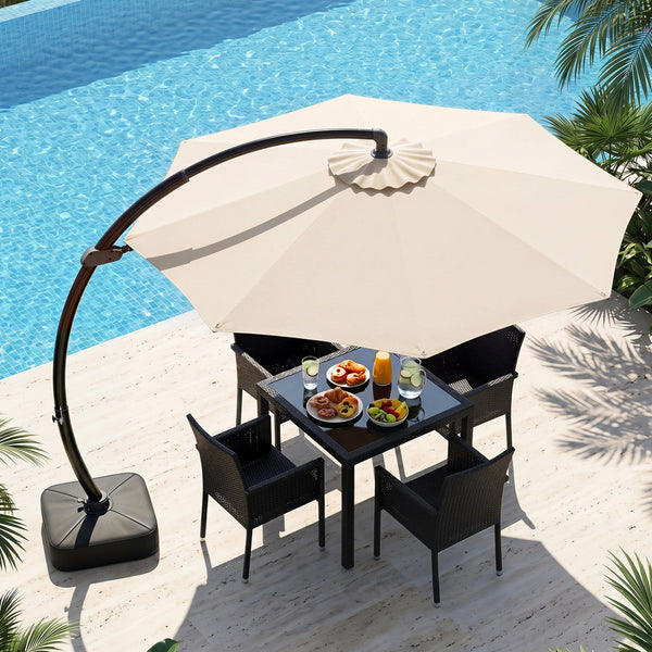 11 FT Cantilever Patio Umbrella with Base and 360° Rotation, photo 2 of 32