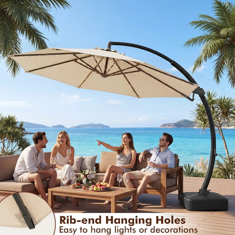 11 FT Cantilever Patio Umbrella with Base and 360° Rotation by DirectDeals