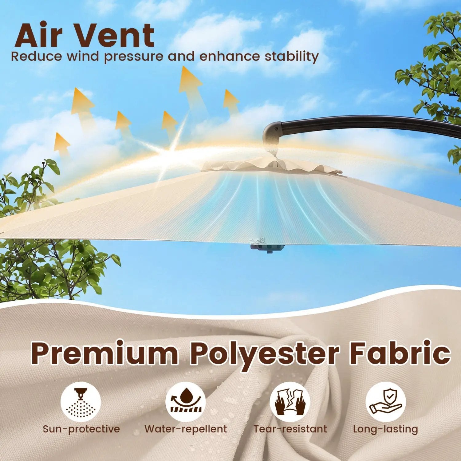 11 FT Cantilever Patio Umbrella with Base and 360° Rotation by DirectDeals