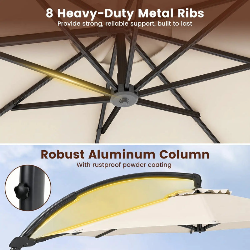 11 FT Cantilever Patio Umbrella with Base and 360° Rotation by DirectDeals
