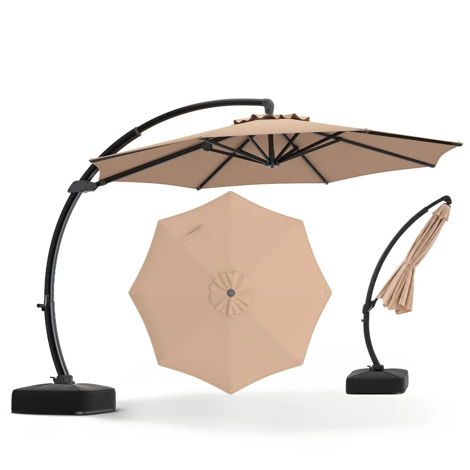 11 FT Cantilever Patio Umbrella with Base and 360° Rotation by DirectDeals