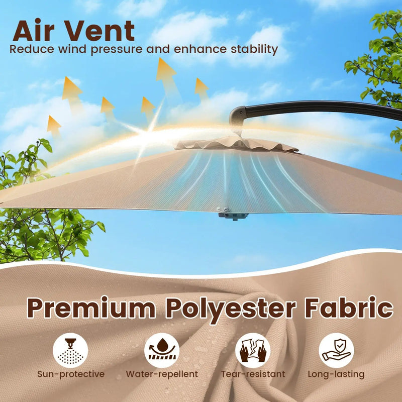 11 FT Cantilever Patio Umbrella with Base and 360° Rotation by DirectDeals
