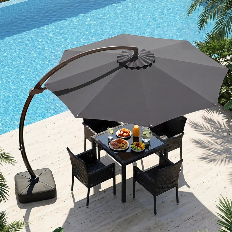 11 FT Cantilever Patio Umbrella with Base and 360° Rotation by DirectDeals