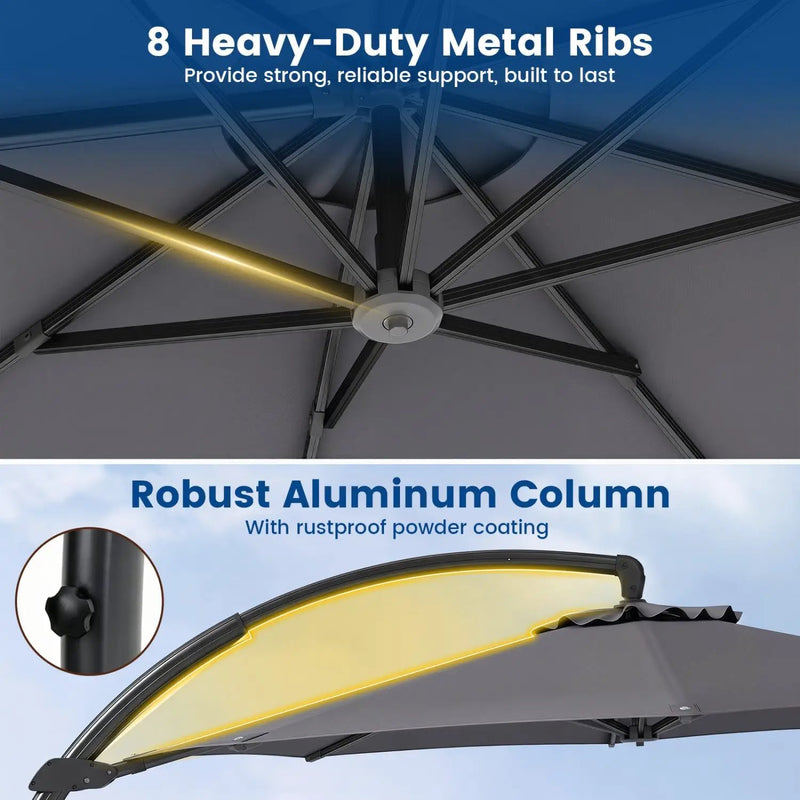 11 FT Cantilever Patio Umbrella with Base and 360° Rotation by DirectDeals