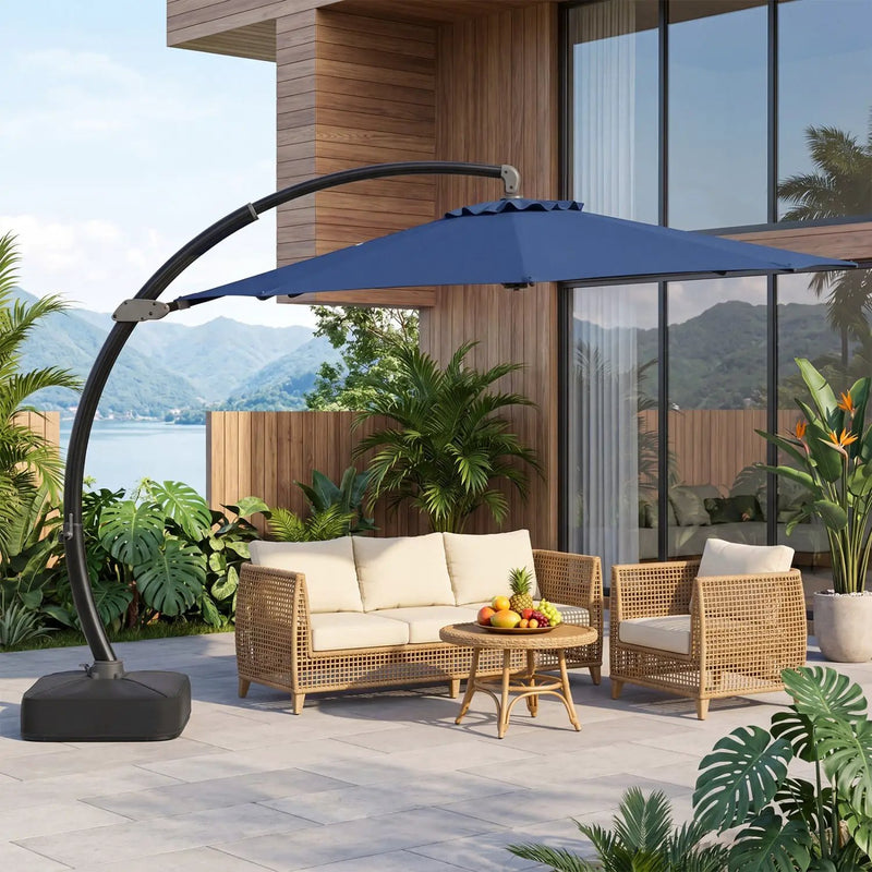 11 FT Cantilever Patio Umbrella with Base and 360° Rotation by DirectDeals