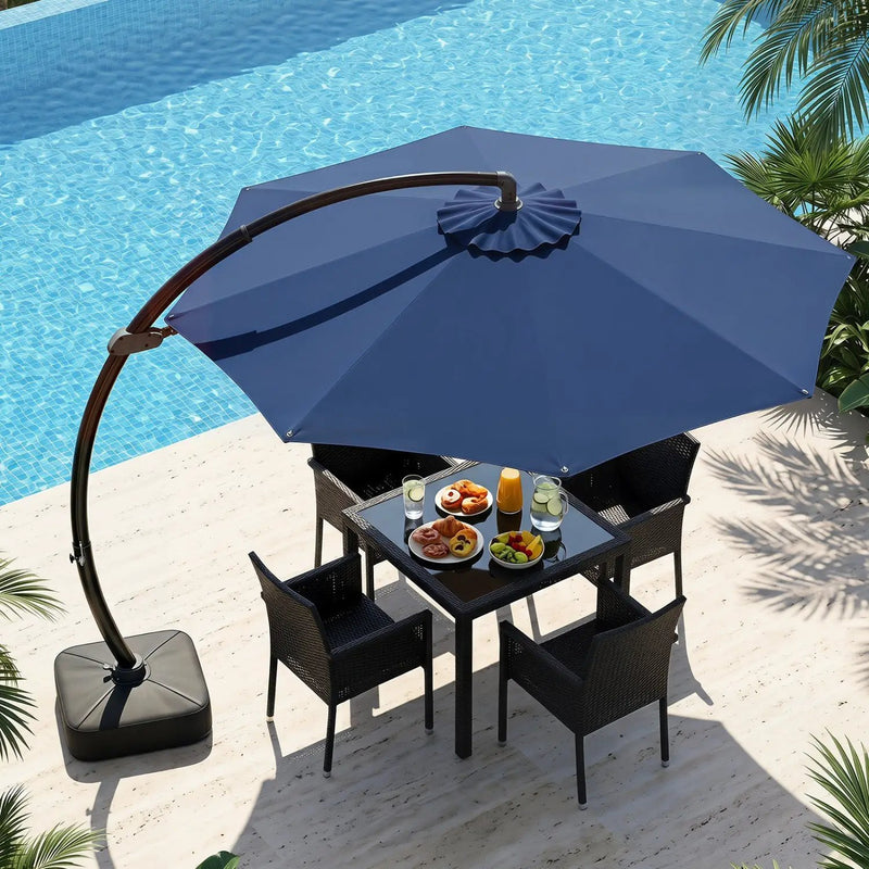 11 FT Cantilever Patio Umbrella with Base and 360° Rotation by DirectDeals