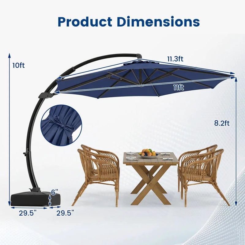 11 FT Cantilever Patio Umbrella with Base and 360° Rotation by DirectDeals