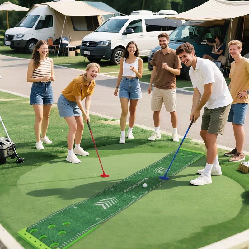 11 FT Putting Green Mat with 2 Adjustable Putters and 6 Balls by DirectDeals