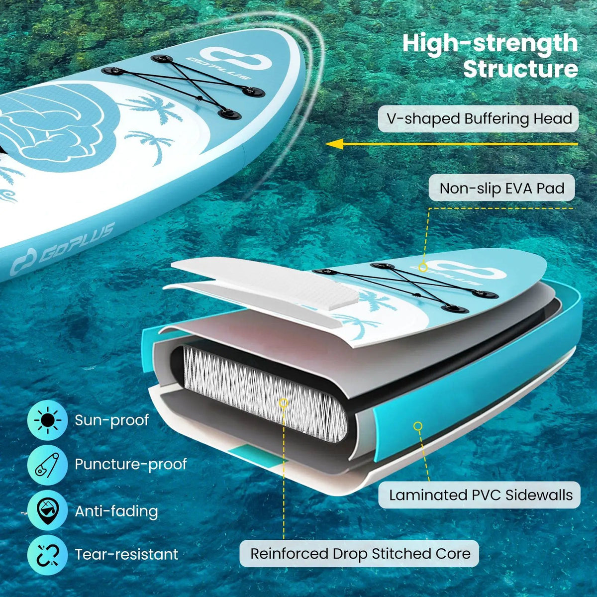 10/11 Feet Inflatable Stand Up Paddle Board with Premium SUP Accessories by DirectDeals