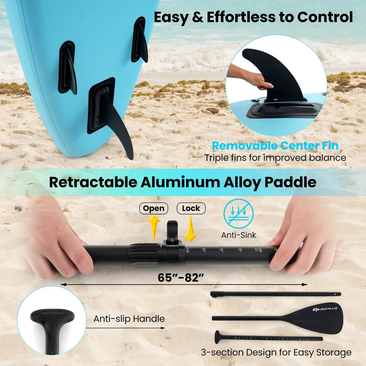 10/11 Feet Inflatable Stand Up Paddle Board with Premium SUP Accessories by DirectDeals